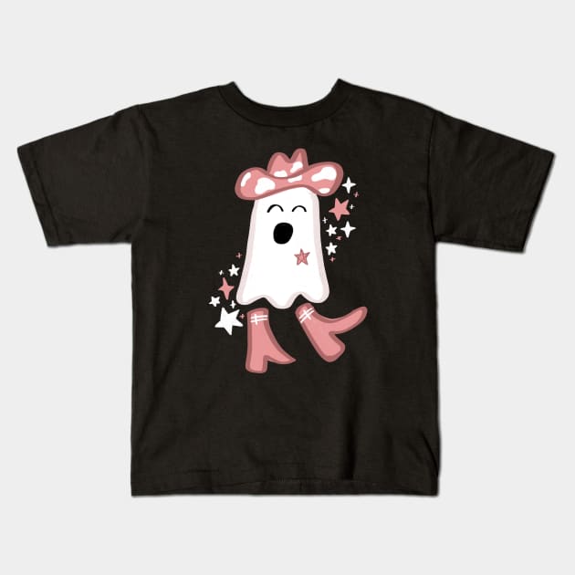 Ghost Cowgirl Kids T-Shirt by Maddie Doodle